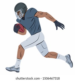 isolated illustration of a football player, colored vector drawing, white background