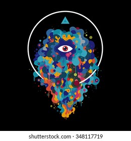 Isolated illustration with funky liquid creature.