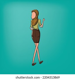 isolated illustration of girl looking back. vector people suitable for design decoration