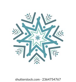 Ilustración aislada del icono azul gradiente copos de nieve elemento gráfico decoración invierno, Navidad, vacaciones diciembre, frío, fresco, aire acondicionado