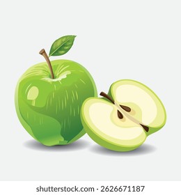 isolated illustration of a green apple EPS Vector