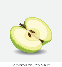isolated illustration of green apple slices EPS Vector