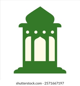 Isolated illustration green mosque with white background