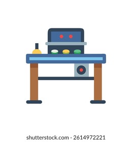Isolated illustration of a grill on a table