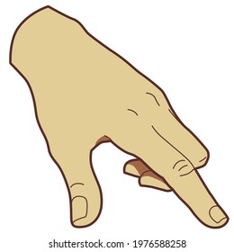 Isolated Illustration with a Hand Holding Thumb and Index Finger Out