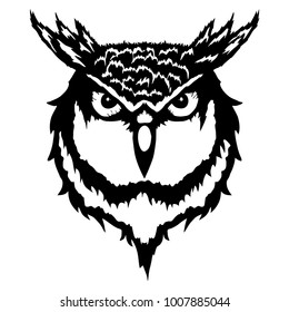 Isolated illustration of a head of an owl