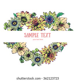 Isolated illustration of heart flower. Vector, hand-drawn images.