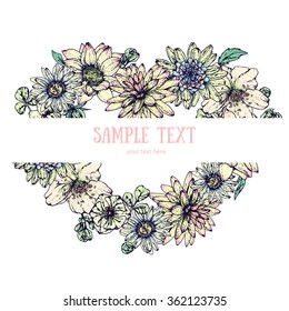 Isolated illustration of heart flower. Vector, hand-drawn images.