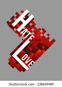 isolated illustration of heart with text