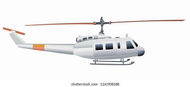 isolated illustration of helicopter. colored drawing, white background