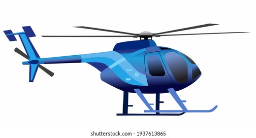 isolated illustration of a helicopter, simple colored vector drawing on a white background