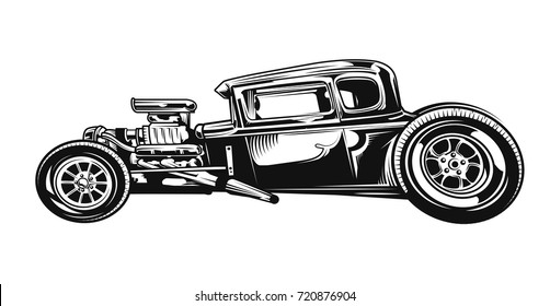 Isolated illustration of hot rod car