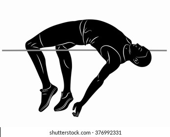 isolated illustration of jumping man , black and white drawing, white background