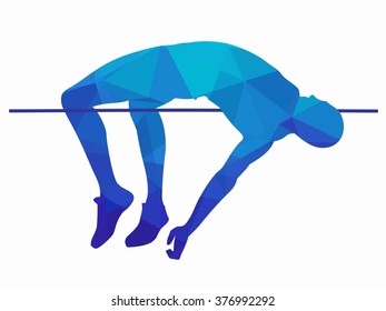 isolated illustration of jumping man , triangles drawing, white background