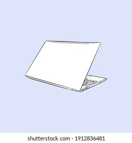 Isolated illustration of laptop, computer. Drawing as a blank for designers, logo, label