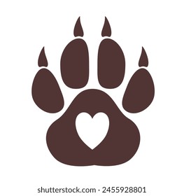 Isolated illustration of a large dog is paw footprint with a small footprint inside. Logo for pet store, business card, 