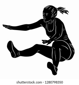 isolated illustration of a long jumper , black and white drawing, white background