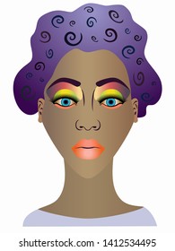 isolated illustration make-up woman face. colored vector drawing . white background