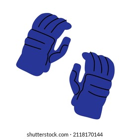 Isolated illustration of men's hockey gloves. A simple minimalistic illustration in a flat style.
