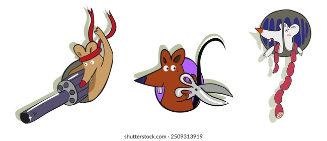ilustração isolada mice caracteres definidos em vetor. ícone de objeto para poster adesivo design logotipo imprimir