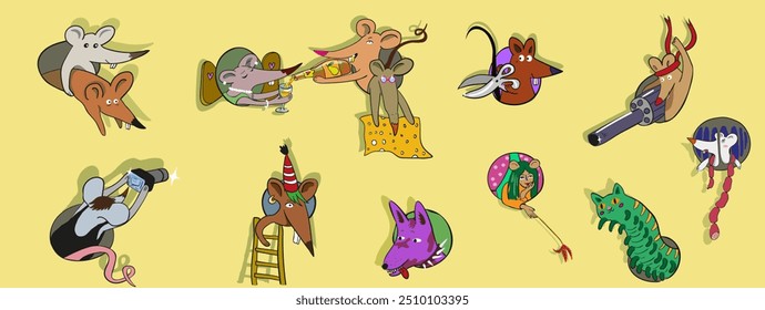 einzelne Illustration Mäuse Zeichen in Vektor gesetzt. Objekt Symbol für Poster Aufkleber Design Logo Maskottchen Druck
