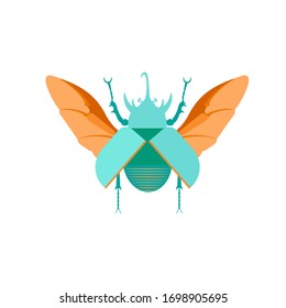 
An isolated illustration of a mint orange beetle on a white background. Ideal for logo, symbol, postcard, wallpaper, print on clothes, poster, fabric.