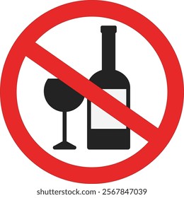 Isolated illustration no alcohol sign