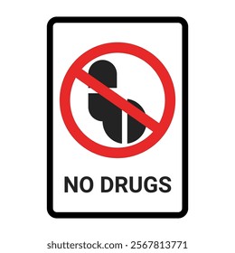 Isolated illustration no drugs on white background