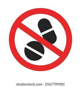 Isolated illustration no pills icon forbidden