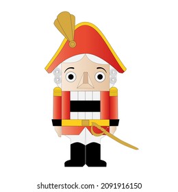 isolated illustration of a nutcracker with a saber on a white background