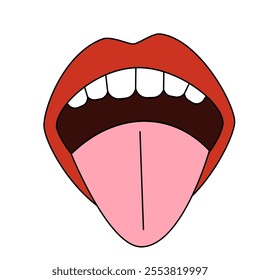 Isolated illustration of open mouth sticking out tongue 