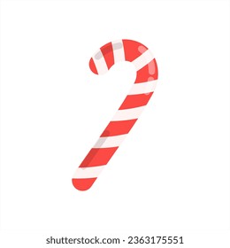 Isolated illustration pepermint cane red white stripe candy for holiday season christmas graphic element