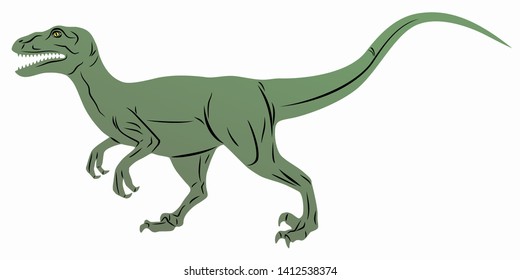 isolated illustration of a raptor dinosaur . colored vector drawing, white background