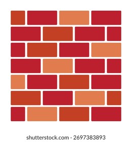 Ilustração isolada de uma parede de tijolos vermelhos, perfeita para fundos, conceitos de construção, projetos de arquitetura, texturas de construção e ideias de decoração urbana.