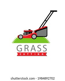 isolated illustration red grass-cutter logo 