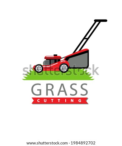 isolated illustration red grass-cutter logo 