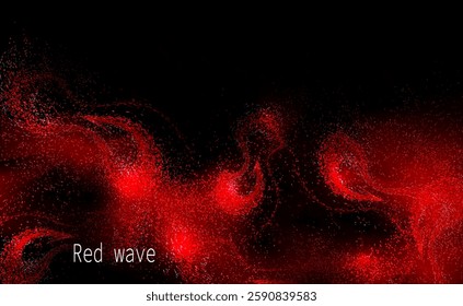 Isolated illustration of red shade, wavy tinsel fog, design component