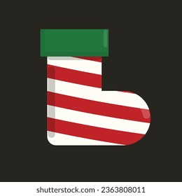 Isolated illustration of red and white stripes foot sock for ornament graphic element christmas