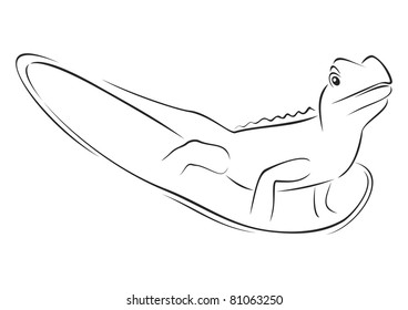 Isolated illustration of reptile on black sketch