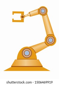 isolated illustration of a robotic arm, colored vector drawing, white background