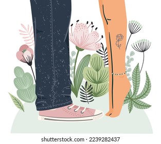 Isolated illustration with romantic couple. Love, love story, relationship. Vector design concept for Valentines Day and other use.