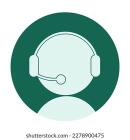 Icono de círculo de ilustraciones aisladas del centro de llamadas, asistente de teléfono, llamada de ayuda, telemarketing