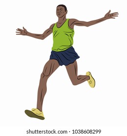isolated illustration of runner , colored drawing, white background