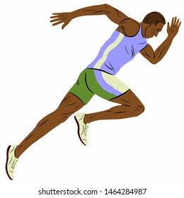 isolated illustration of a running man, colored vector drawing, white background