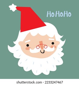 ilustración aislada de santa claus.  huella vectorial de la cabeza de santa para diseño, afiches, tela