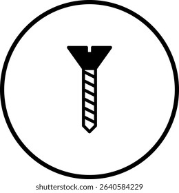 Isolated Illustration of a screw inside a circle, hardware and construction item