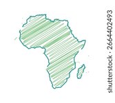 Isolated illustration scribble of Africa map, representing geographic location, earth globe symbol for education, infographics, travel, and location-based design projects.