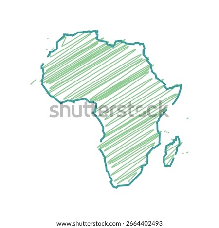 Isolated illustration scribble of Africa map, representing geographic location, earth globe symbol for education, infographics, travel, and location-based design projects.