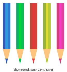 Isolated illustration with a set of multi-colored pencils.