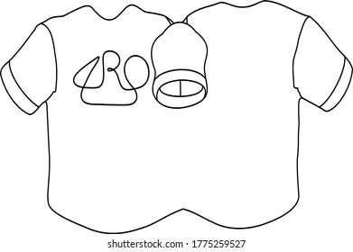 An isolated illustration of shirt with the tag 'ARO' as a logo; outlined with white background. 